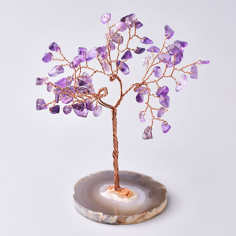 Natural Crystal Gravel Lucky Tree Ornaments Agate Slices Crystal Tree