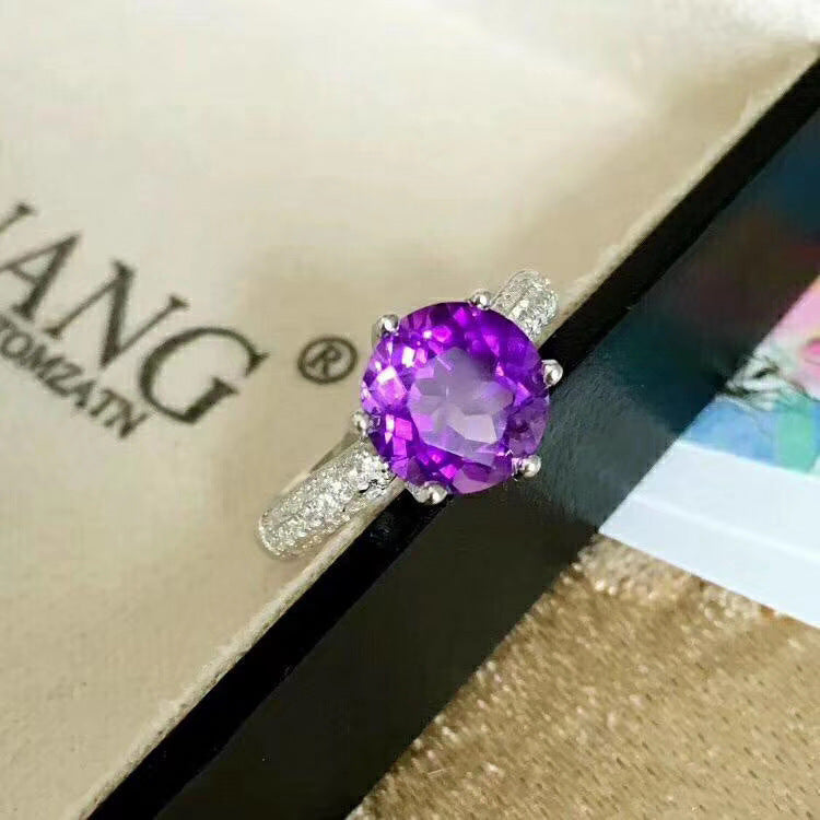 Women's Round Deep Amethyst Ring