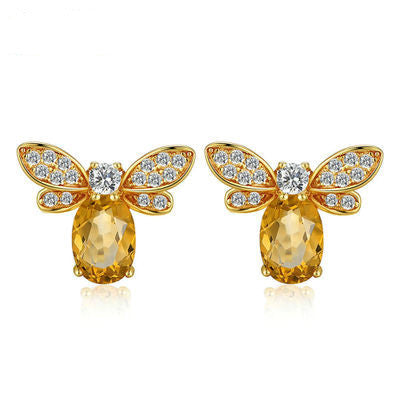 Natural citrine women earrings