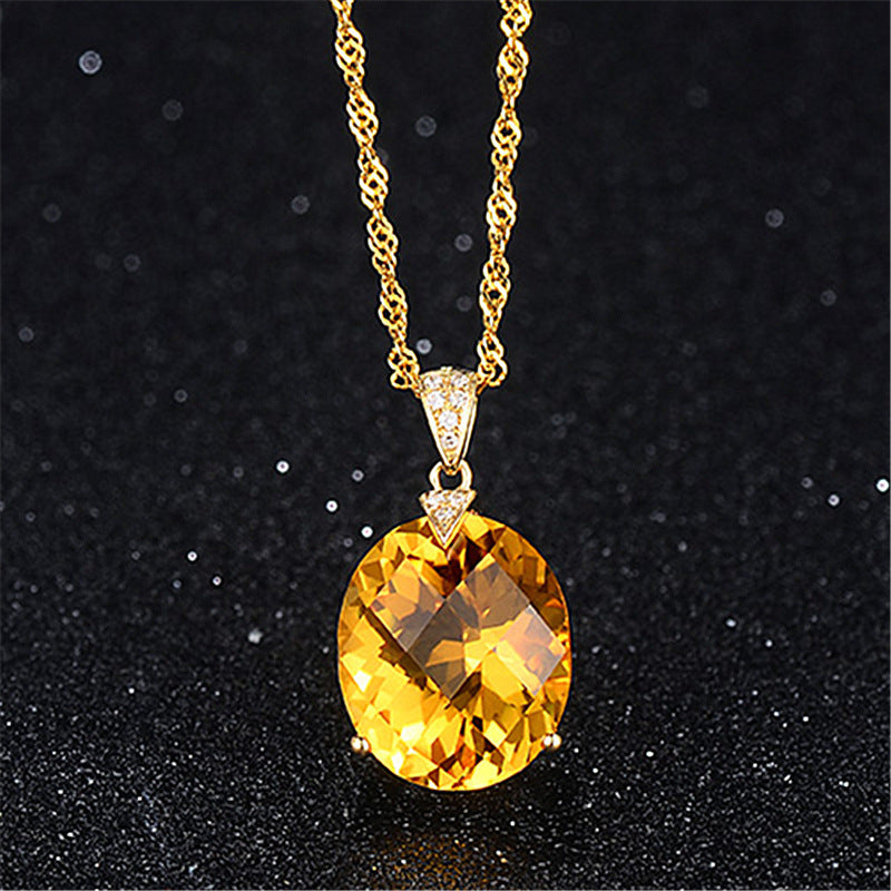 Noble Luxury Citrine Pendant Clavicle Chain