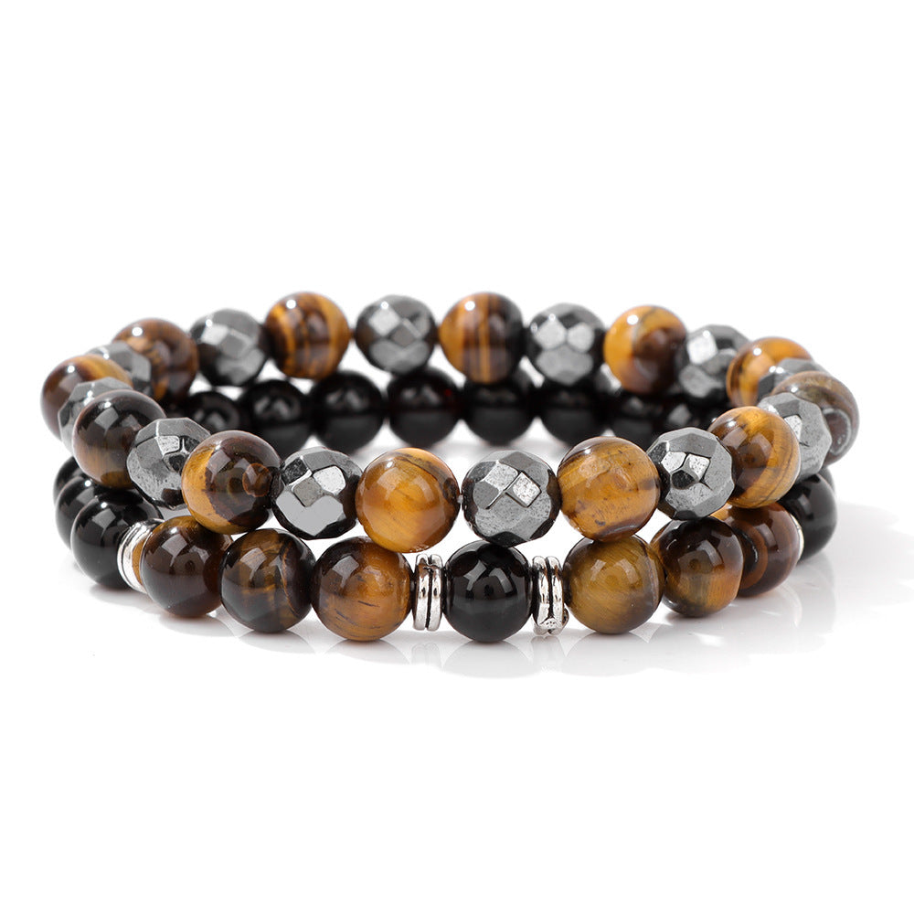 Natural Tigereye Head Bead Men Bracelet