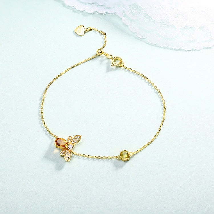 Citrine Bee Silver women Bracelet