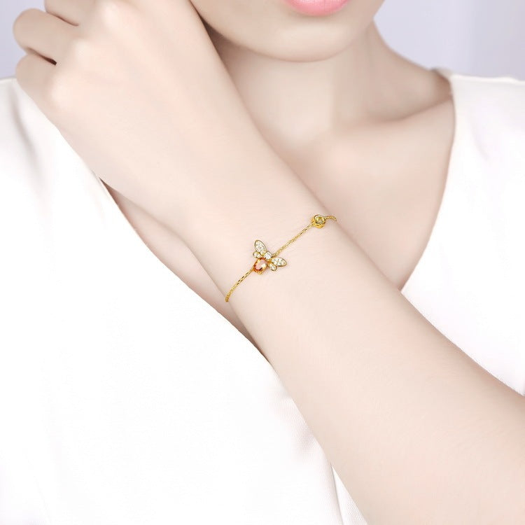 Citrine Bee Silver women Bracelet