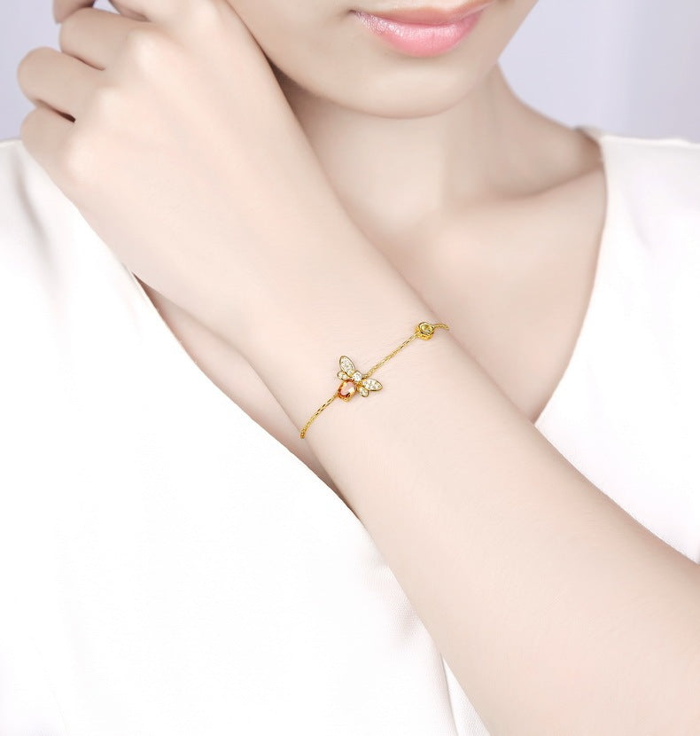 Citrine Bee Silver women Bracelet