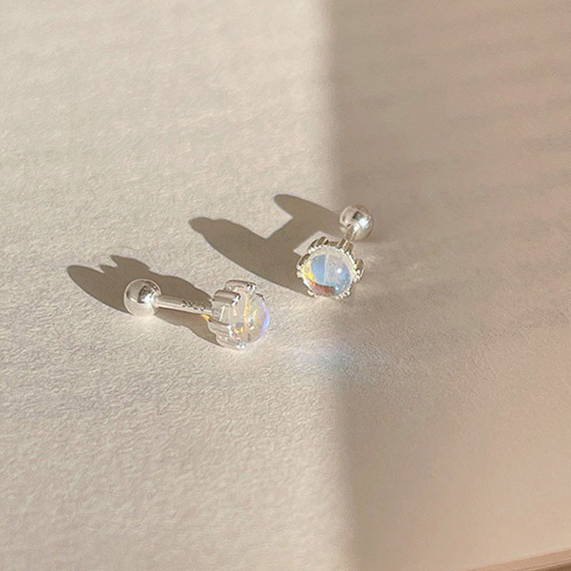 Women's Screw Moonstone Small Earrings