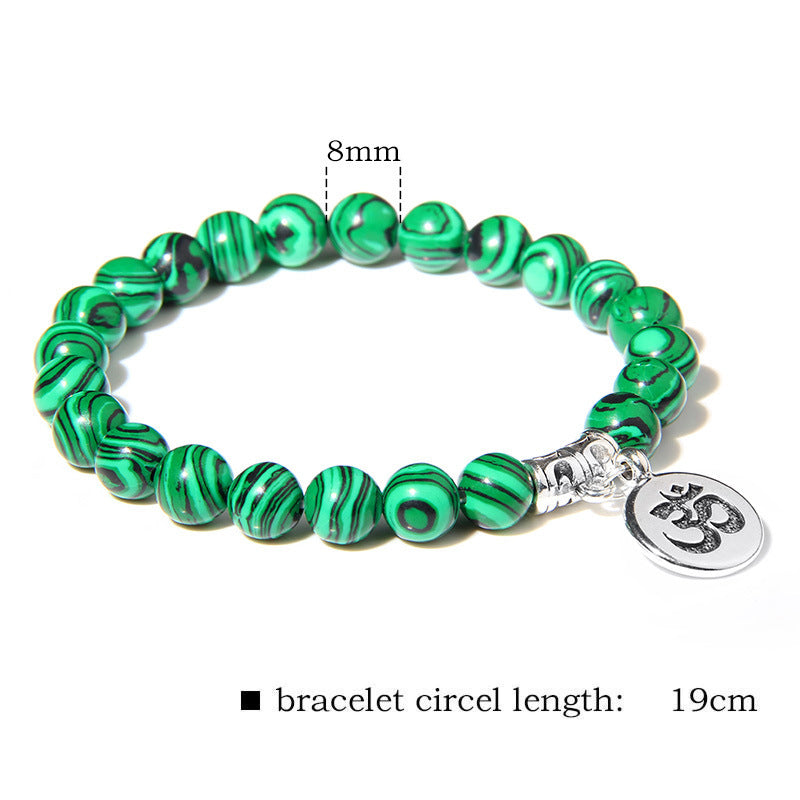 Malachite 3D Yoga Lotus OM Bracelet