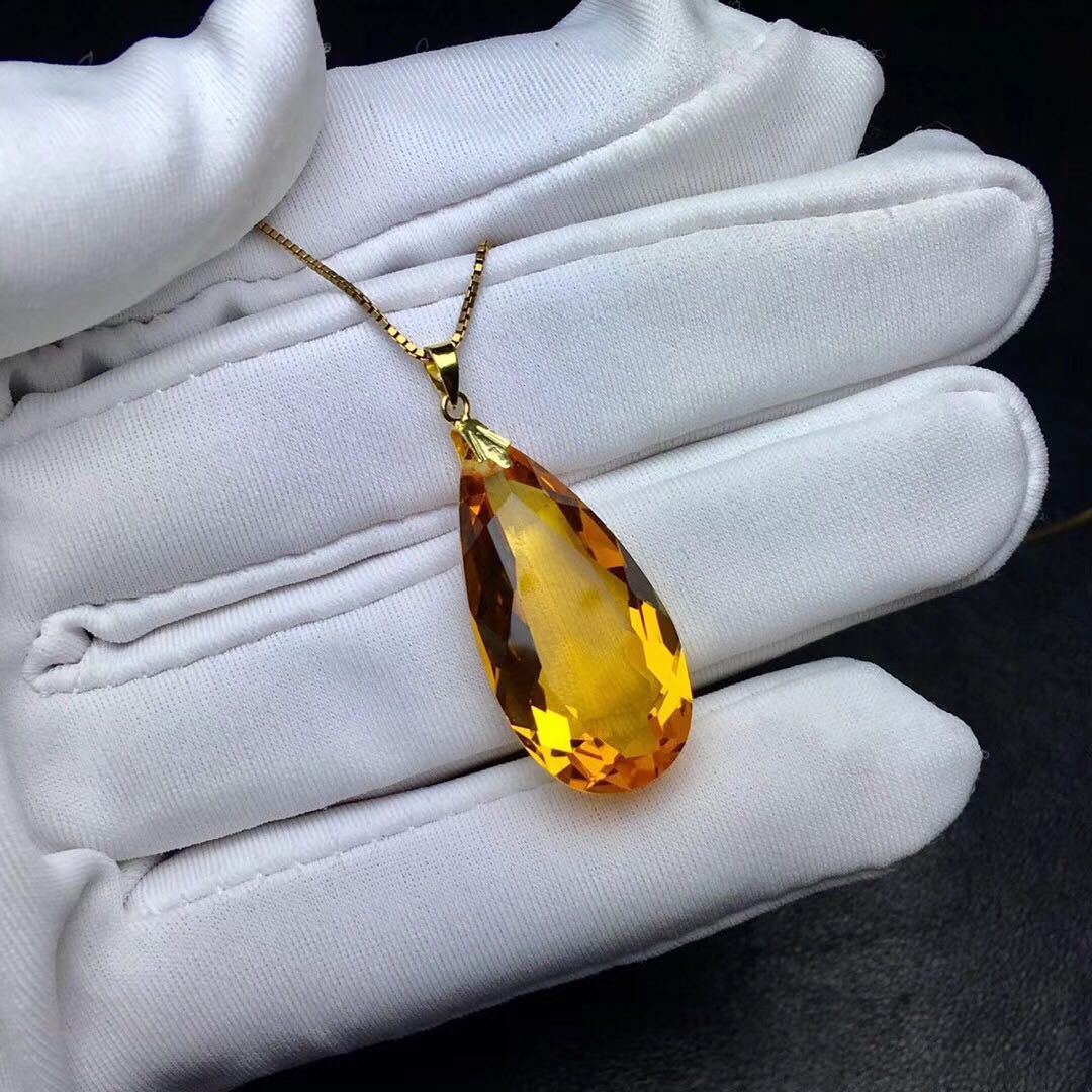 Fashion Drop Gold Inlaid Citrine Pendant