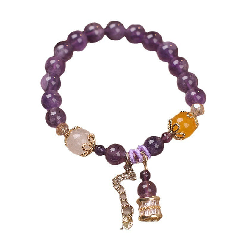 Lucky Beads Natural Amethyst Women Bracelet