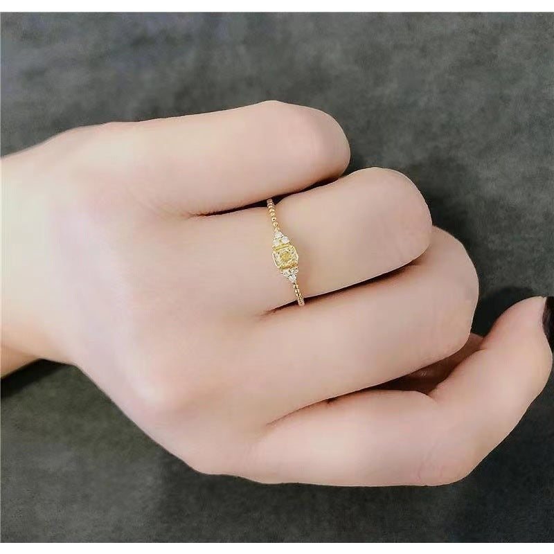 Sweet Cute Style Delicate Mosaic Natural Citrine Ring For Women