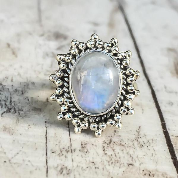 Inlaid Moonstone Gemstone Women Ring