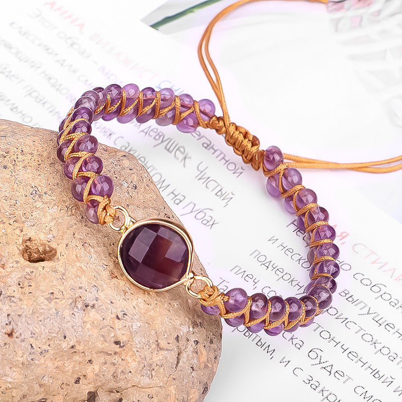 Amethyst Hand-woven Women Bracelet