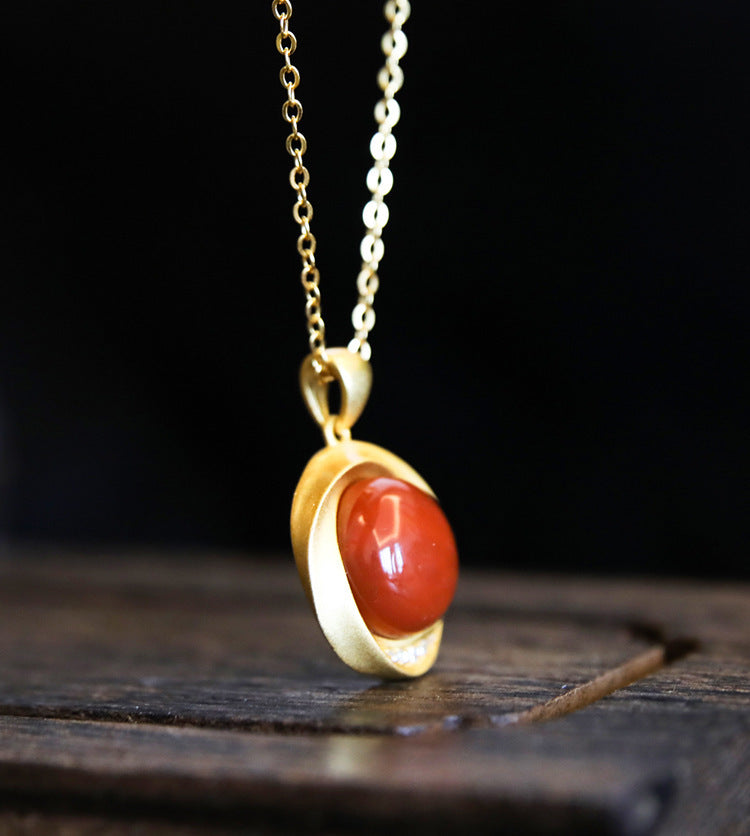 Natural Southern Red Agate Women Necklace