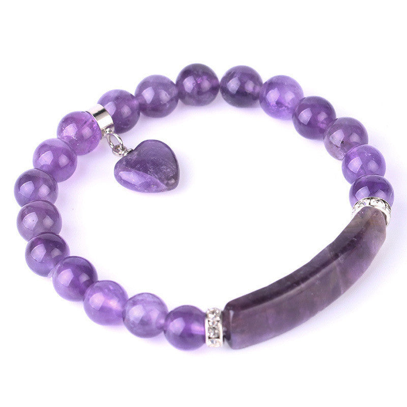 Amethyst Single Circle Women Bracelet Earrings