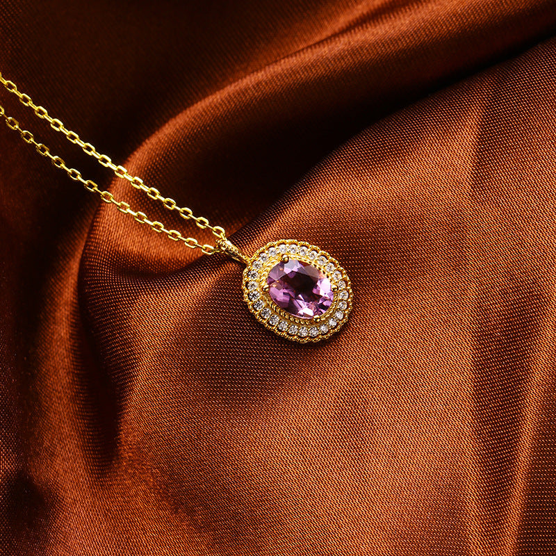 Simple Atmosphere Amethyst Women Necklace