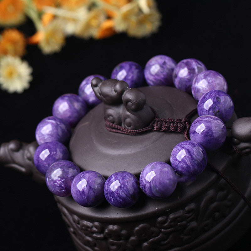 Natural Charoite Amethyst Dragon Crystal Couple Women Men Bracelet