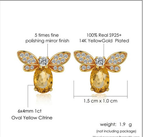 Natural citrine women earrings