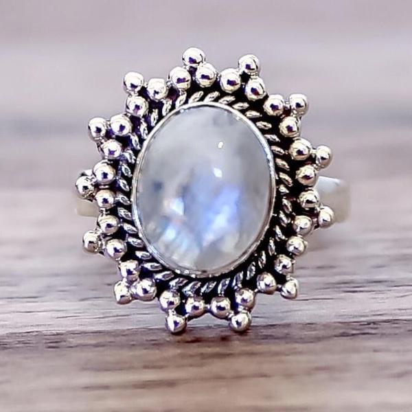 Inlaid Moonstone Gemstone Women Ring