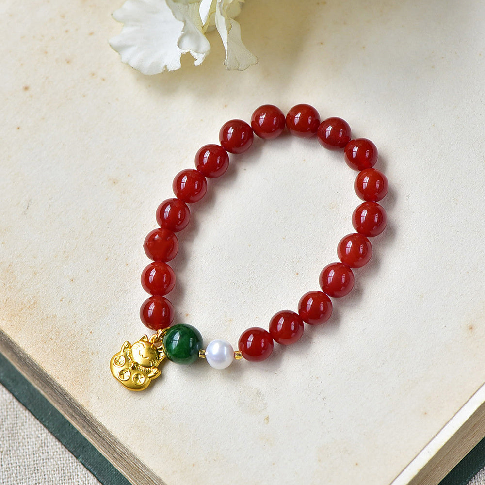 Agate Maneki-neko Luck Women Bracelet