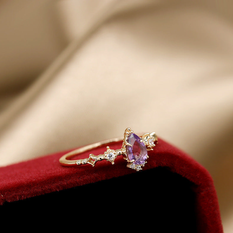 S925 Gold Plated Amethyst Ring