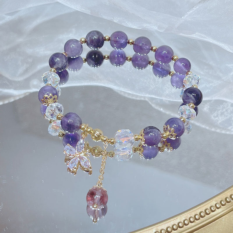 Fashion Butterfly Amethyst Women Bracelet