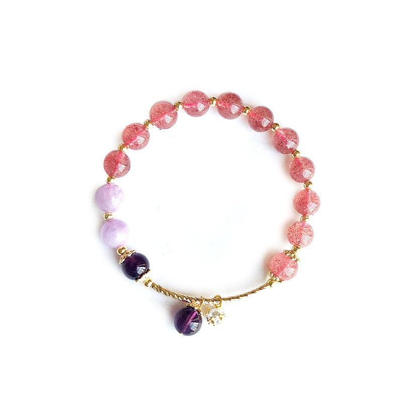 Amethyst Bracelet 14K Peach Blossom Natural Strawberry Crystal Bracelet