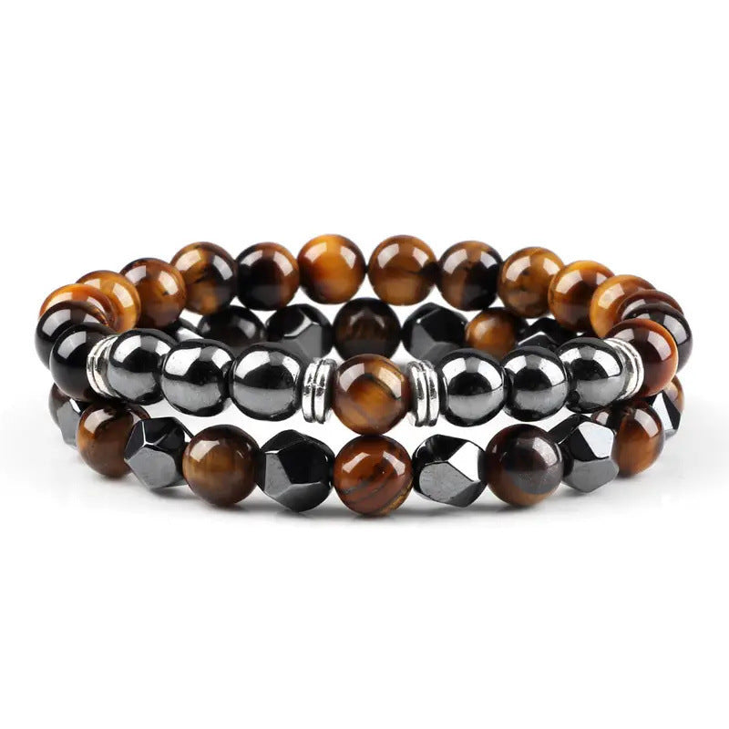 Natural Tigereye Head Bead Men Bracelet