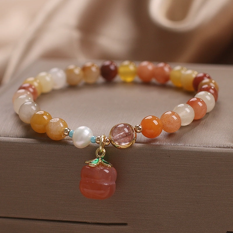 Natural Jinsi Jade Agate Persimmon Pendant Women Bracelet