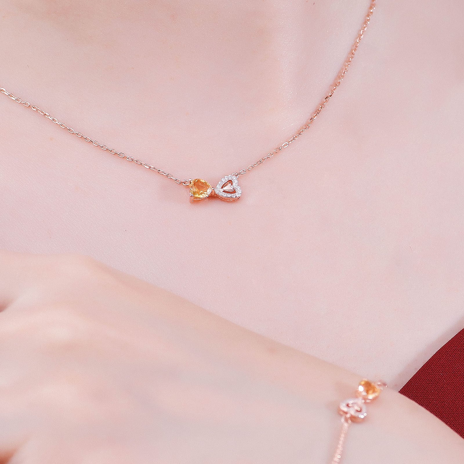 Rose Gold Natural Citrine Necklace