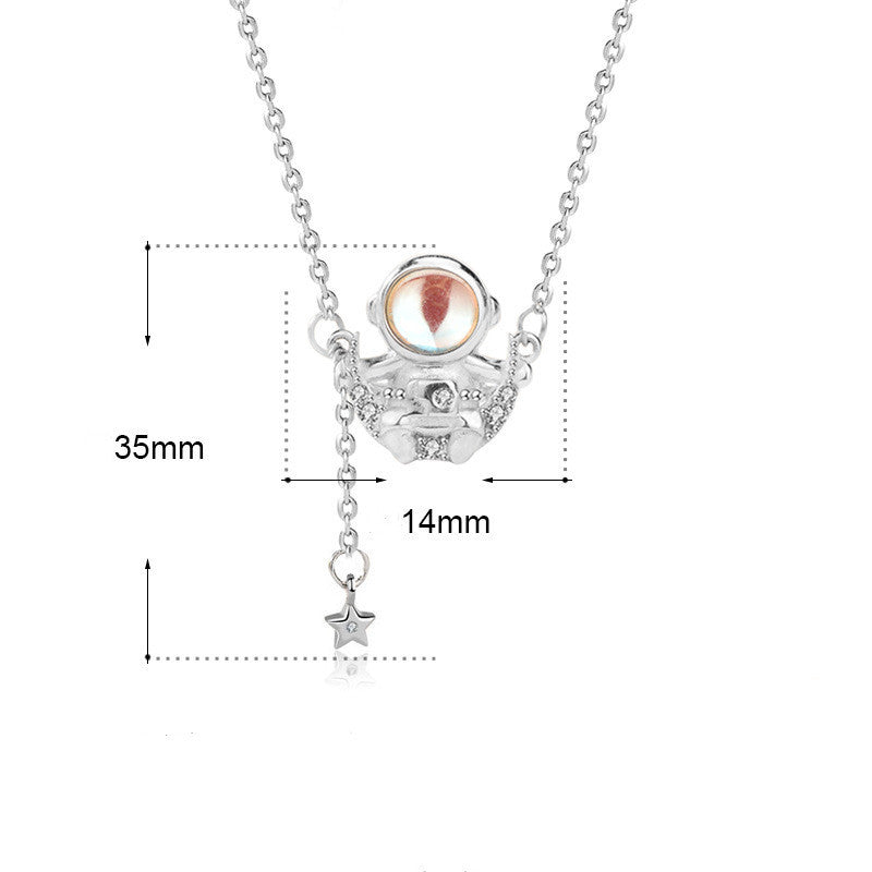 Moon Astronaut Moonstone Pendant Women Necklace