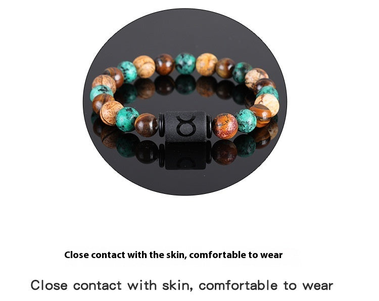 Twelve Constellation Elastic Bracelet Men women Tigereye Couple Beaded