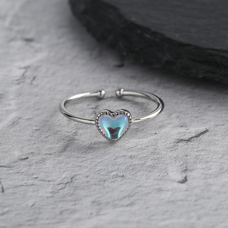 Aurora Moonstone Love Heart-shaped Women Ring