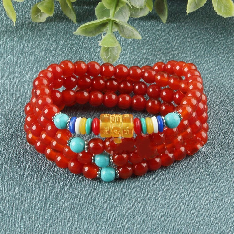 Red Agate Women's Bracelet 6m108 Buddha Beads