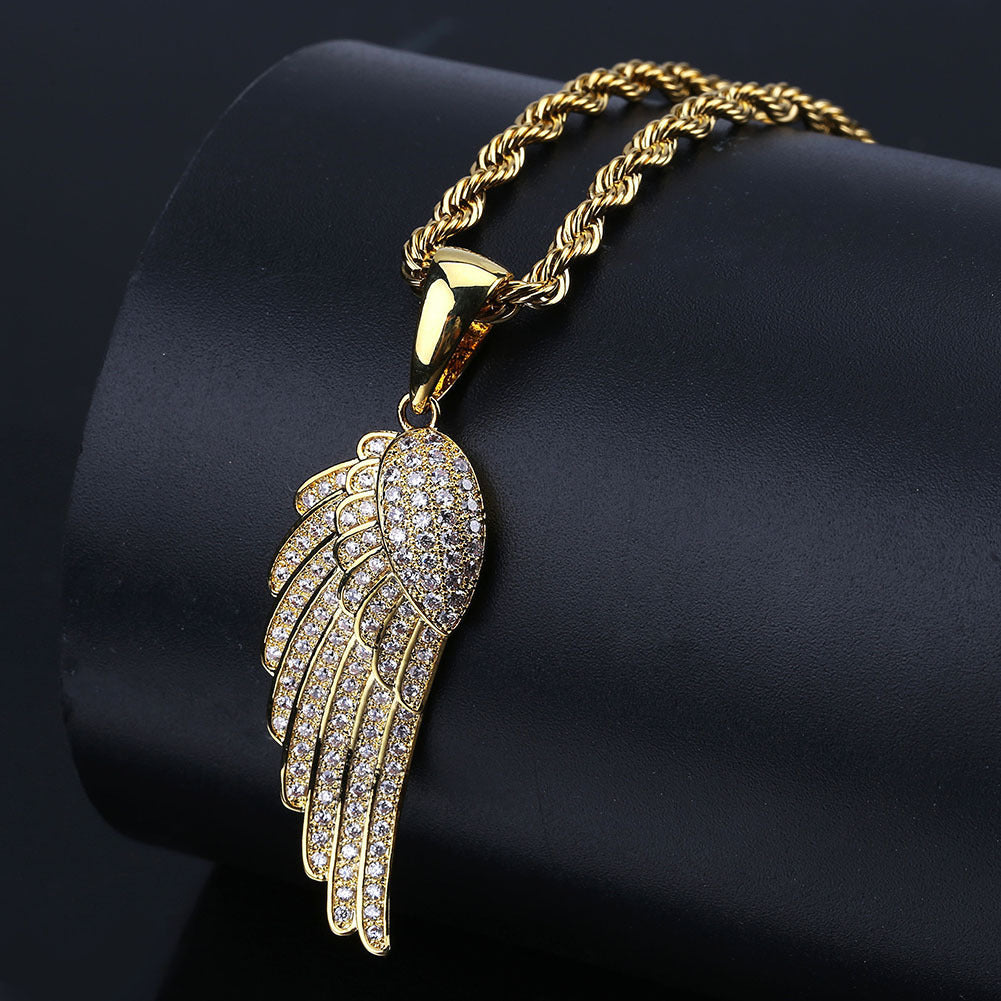 Micro-set zircon feather necklace