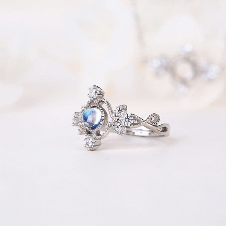 Blue Moonstone 925 Sterling Silver Women Ring