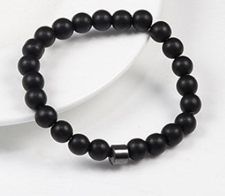 8mm Beaded Agate Haematite Stretch Couple Women and Men Bracelet