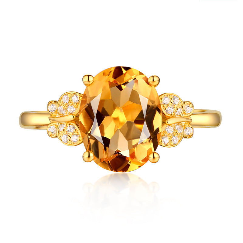 Butterfly Color Treasure Ring Citrine Female