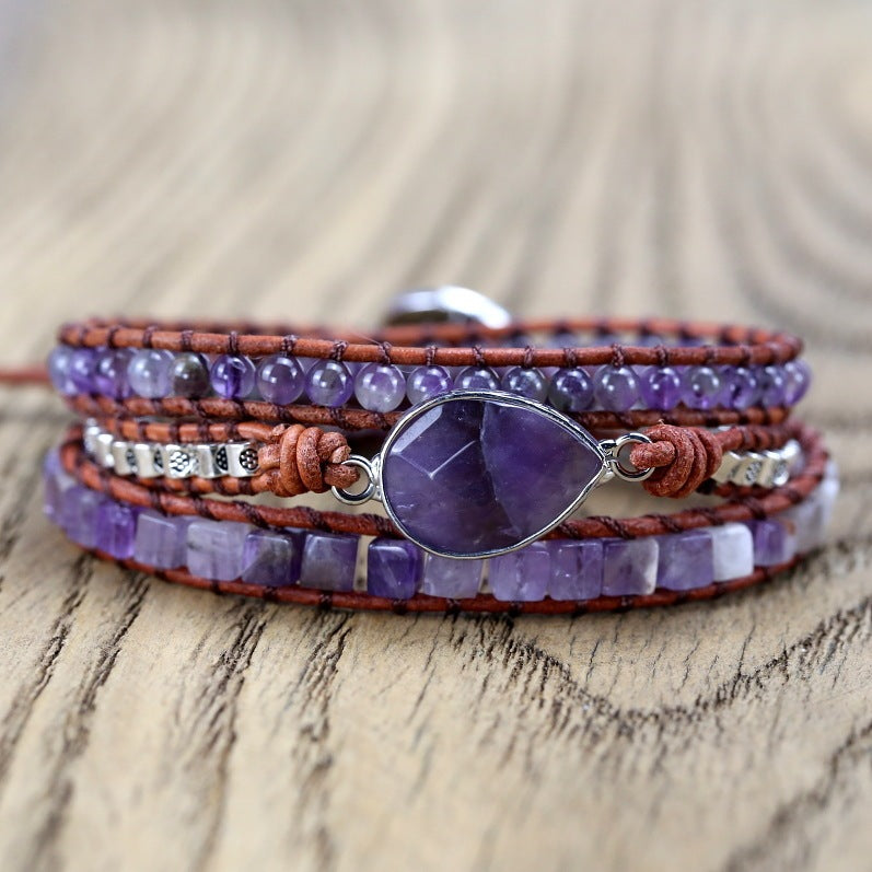 Vintage Amethyst  Woven Handmade Bohemian Women Bracelet