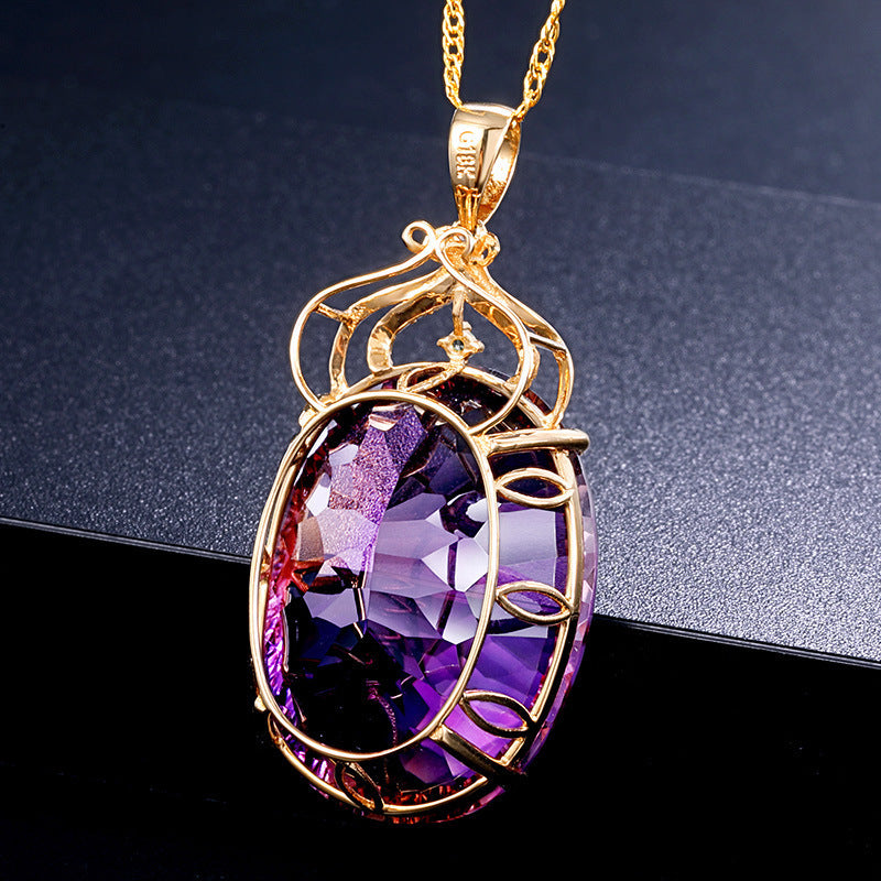 Amethyst Pendant Amethyst Sweater Chain Women Necklace