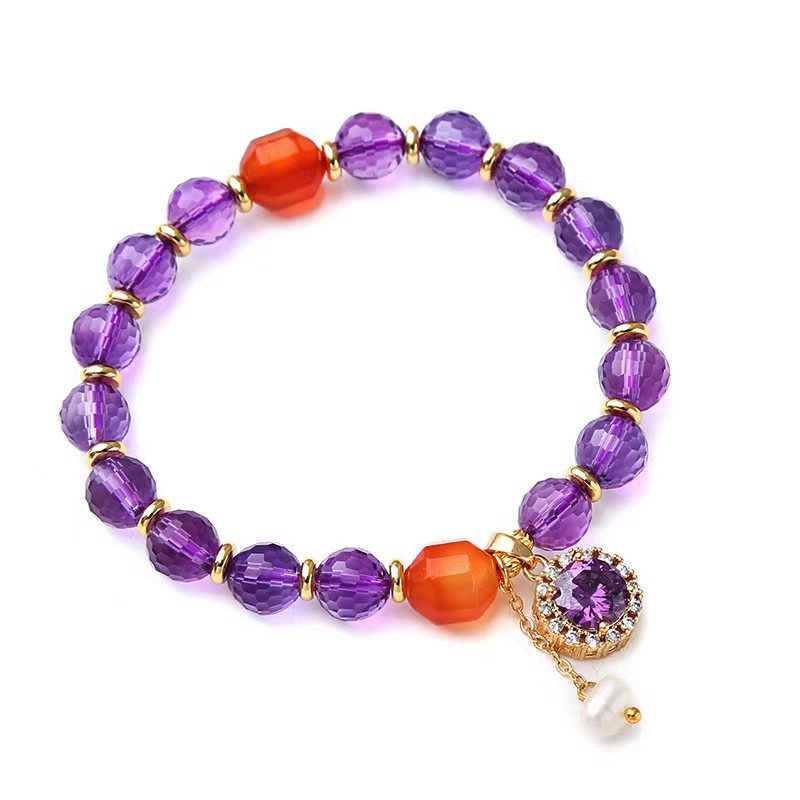 Natural Amethyst Diamond setting Women Bracelet