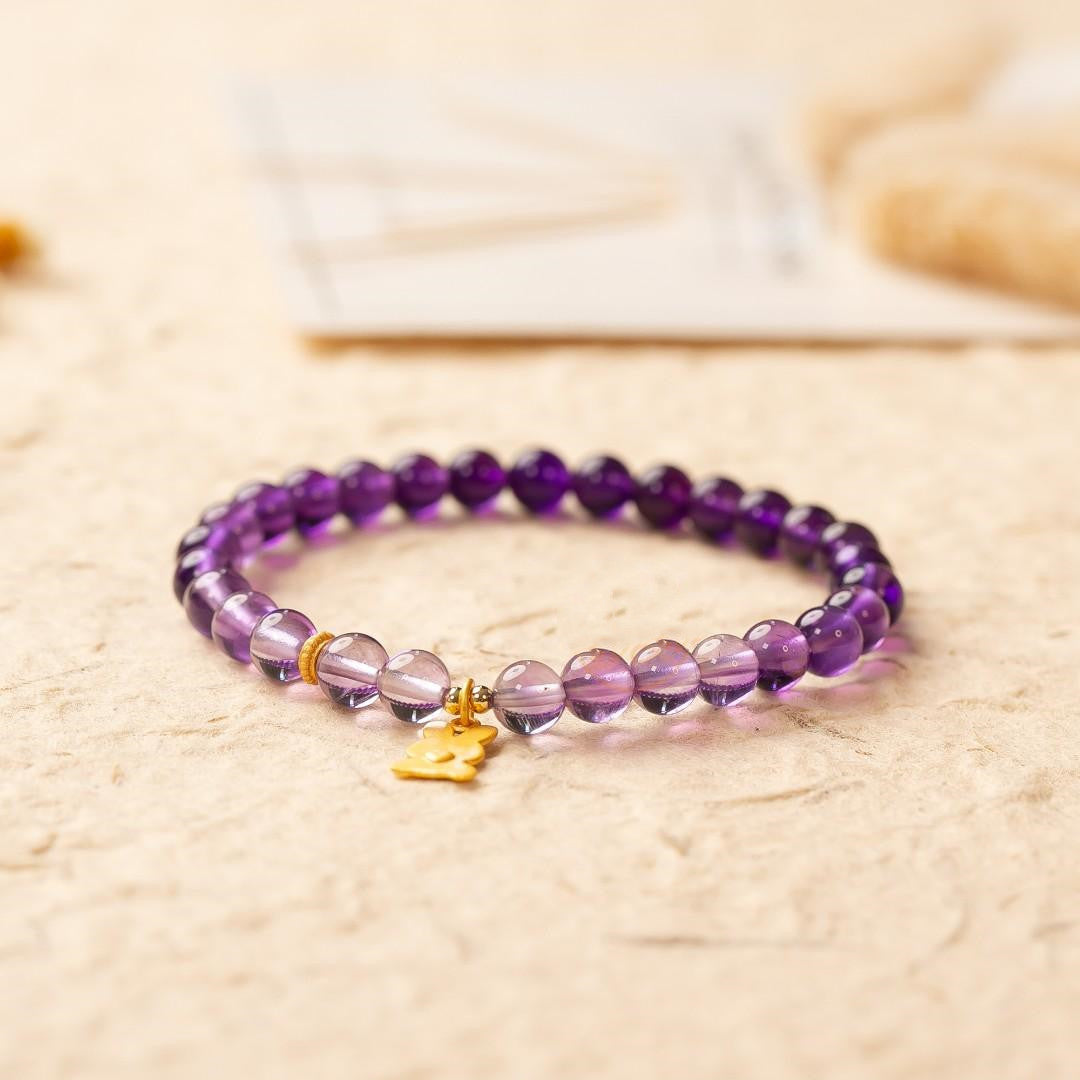 Natural Amethyst Bracelet With Bunny Pendant