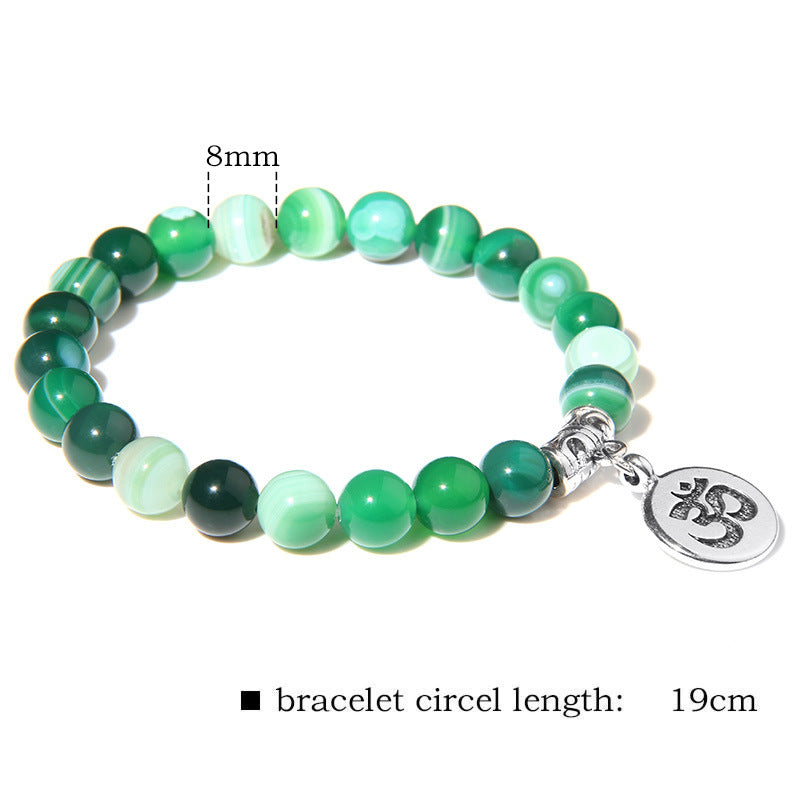 Malachite 3D Yoga Lotus OM Bracelet