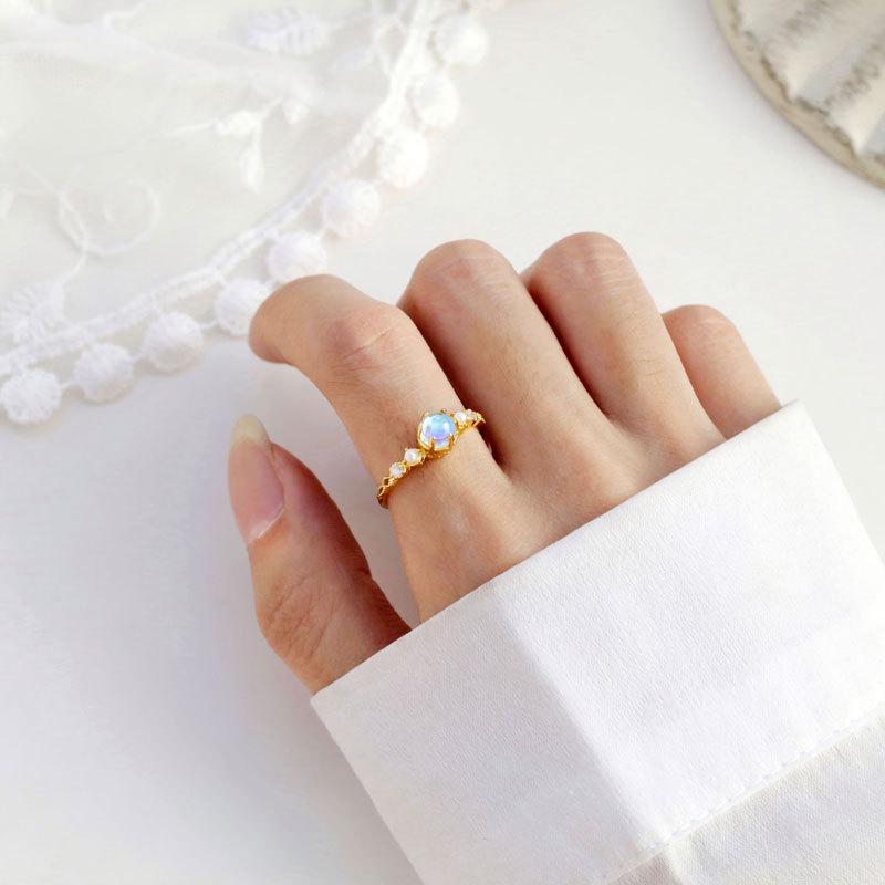 925 Sterling Silver Rings For Women Moonstone Zircon Ring