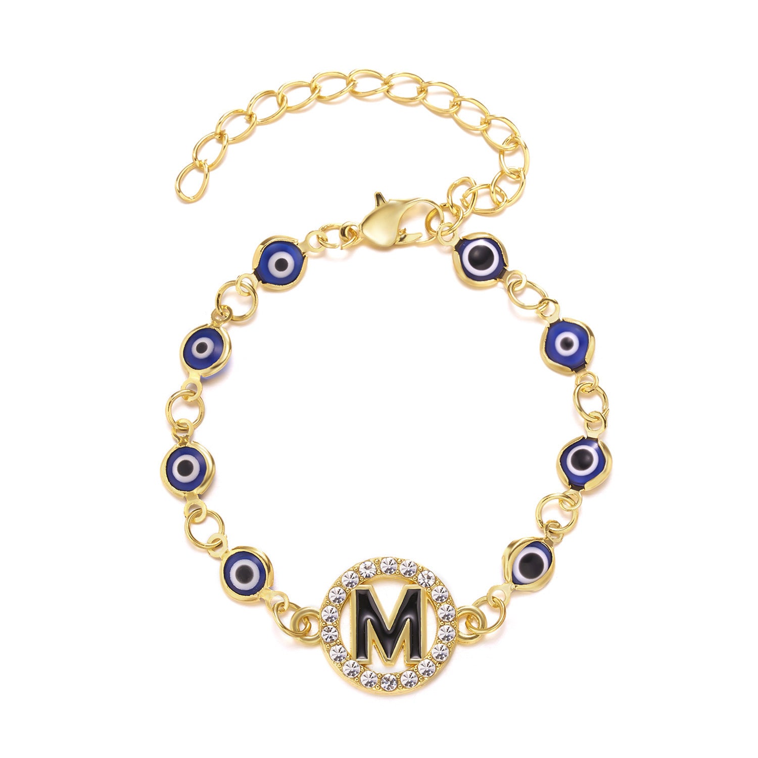 Evil Eye alphabet Signature Adjustable Bracelet