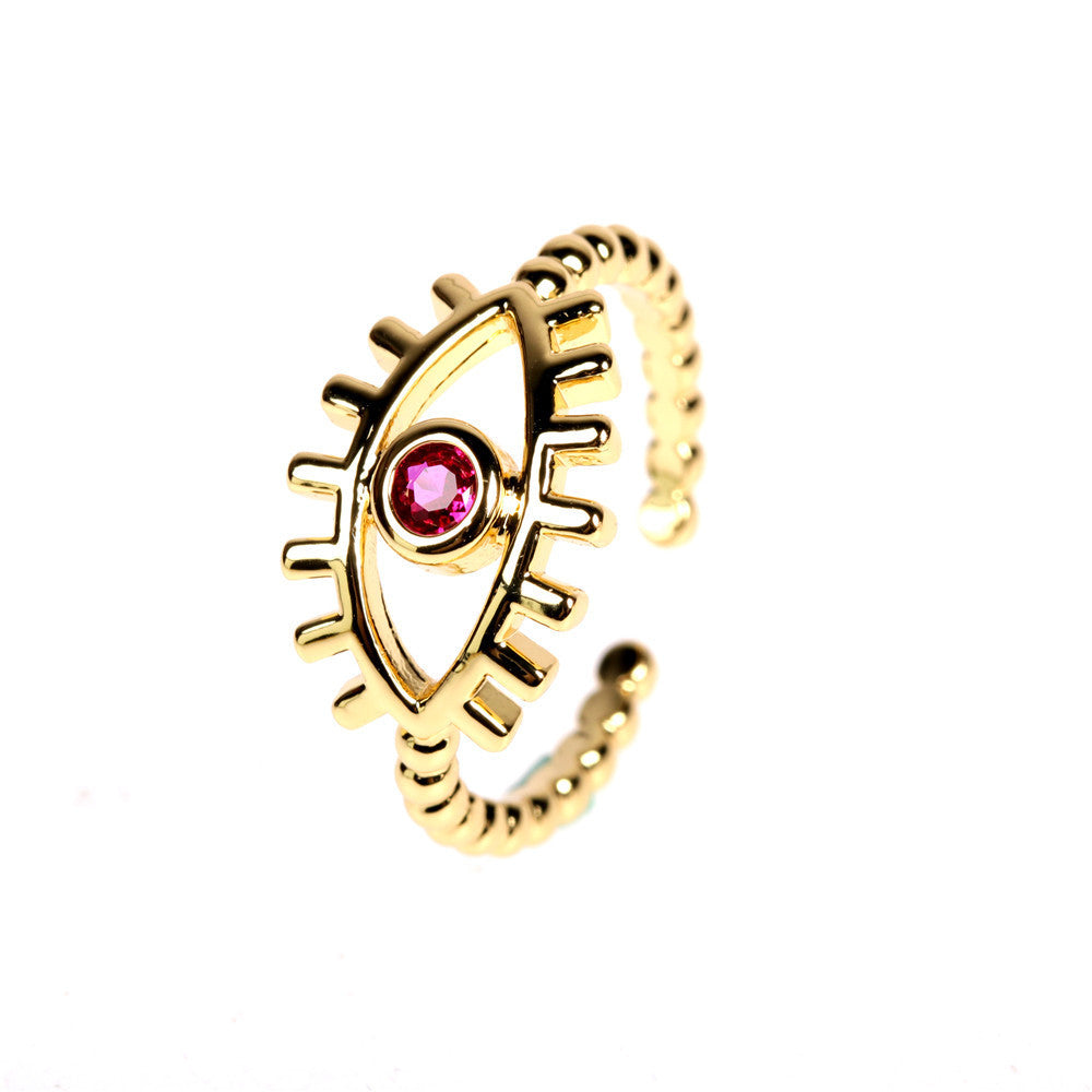 Color Copper Personality Devil Eye Adjustable Index Finger Ring Female