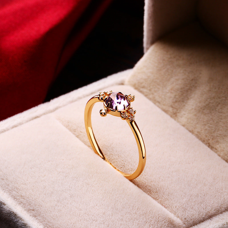 Temperament Natural Amethyst Women Ring