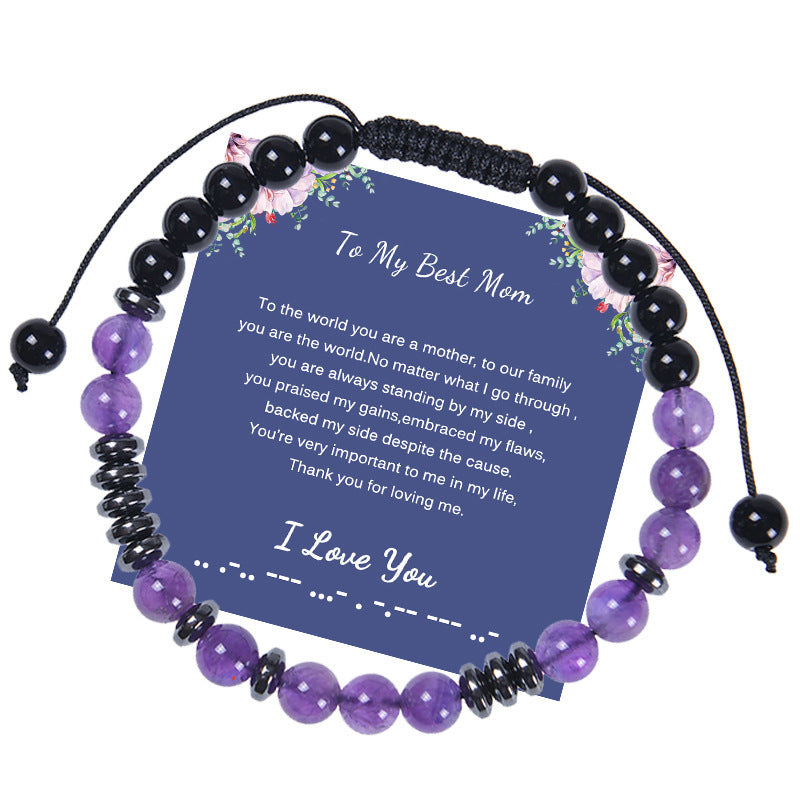 Letter Woven Natural Amethyst Women Bracelet