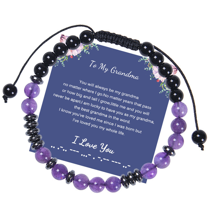 Letter Woven Natural Amethyst Women Bracelet