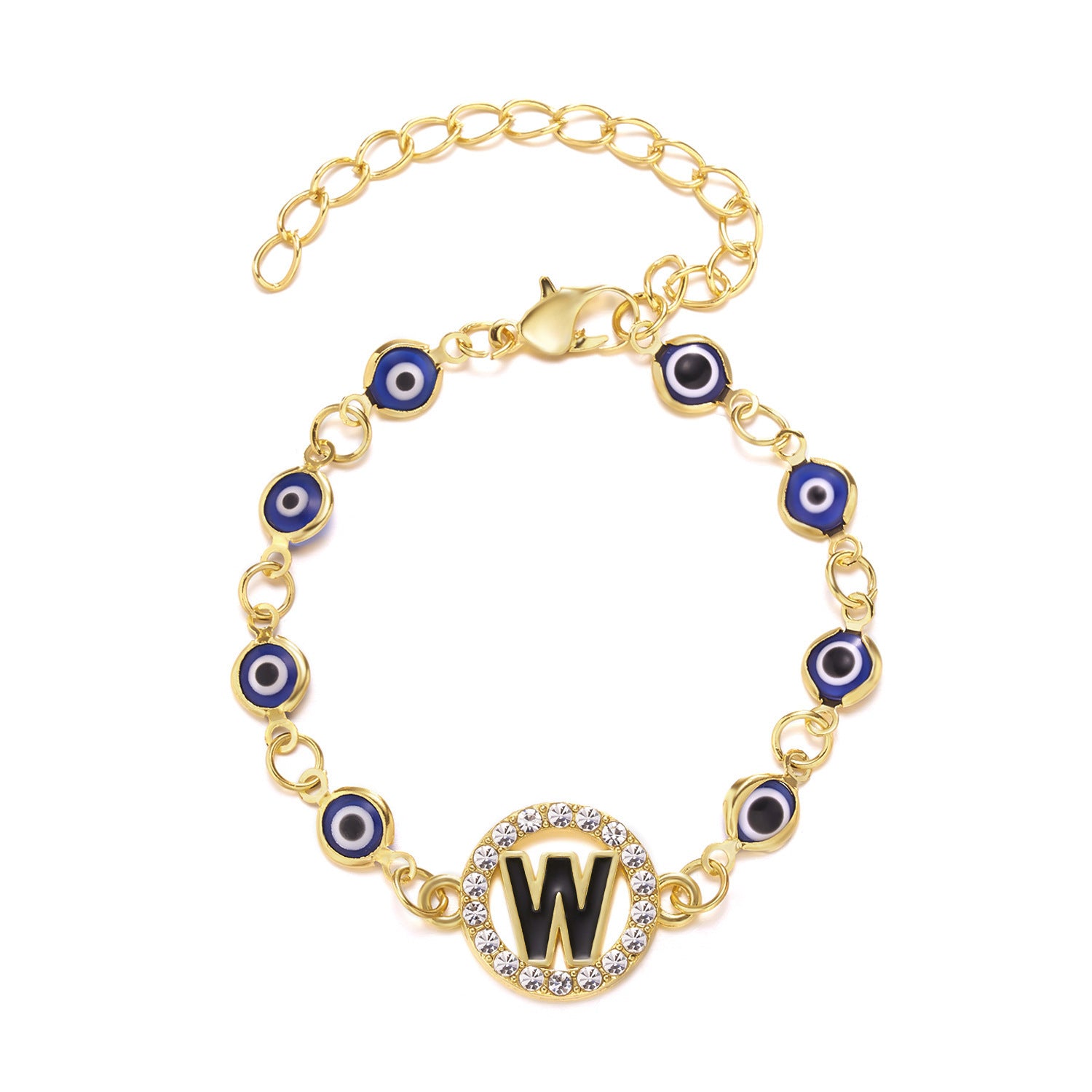 Evil Eye alphabet Signature Adjustable Bracelet