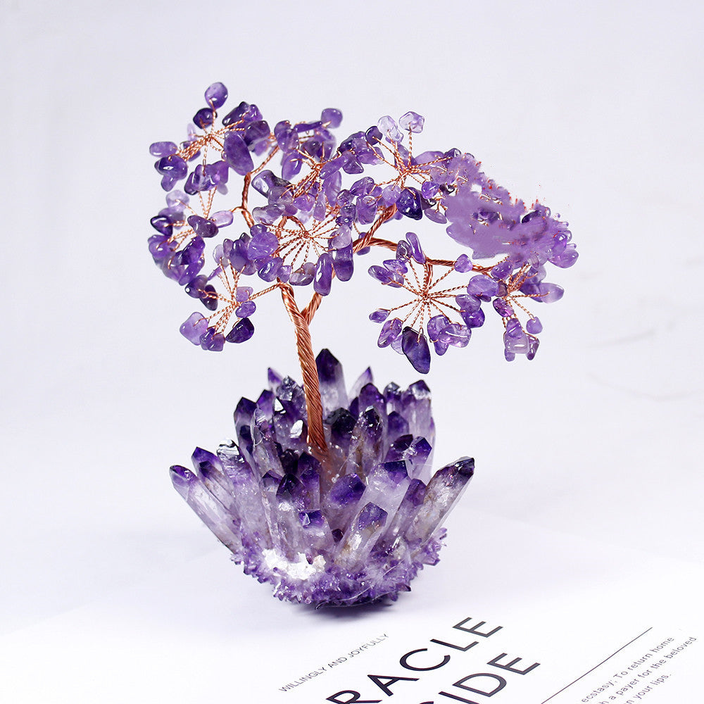 Natural Amethyst Flower Tree Amethyst Cluster Base Desktop Office Decoration Home Decor