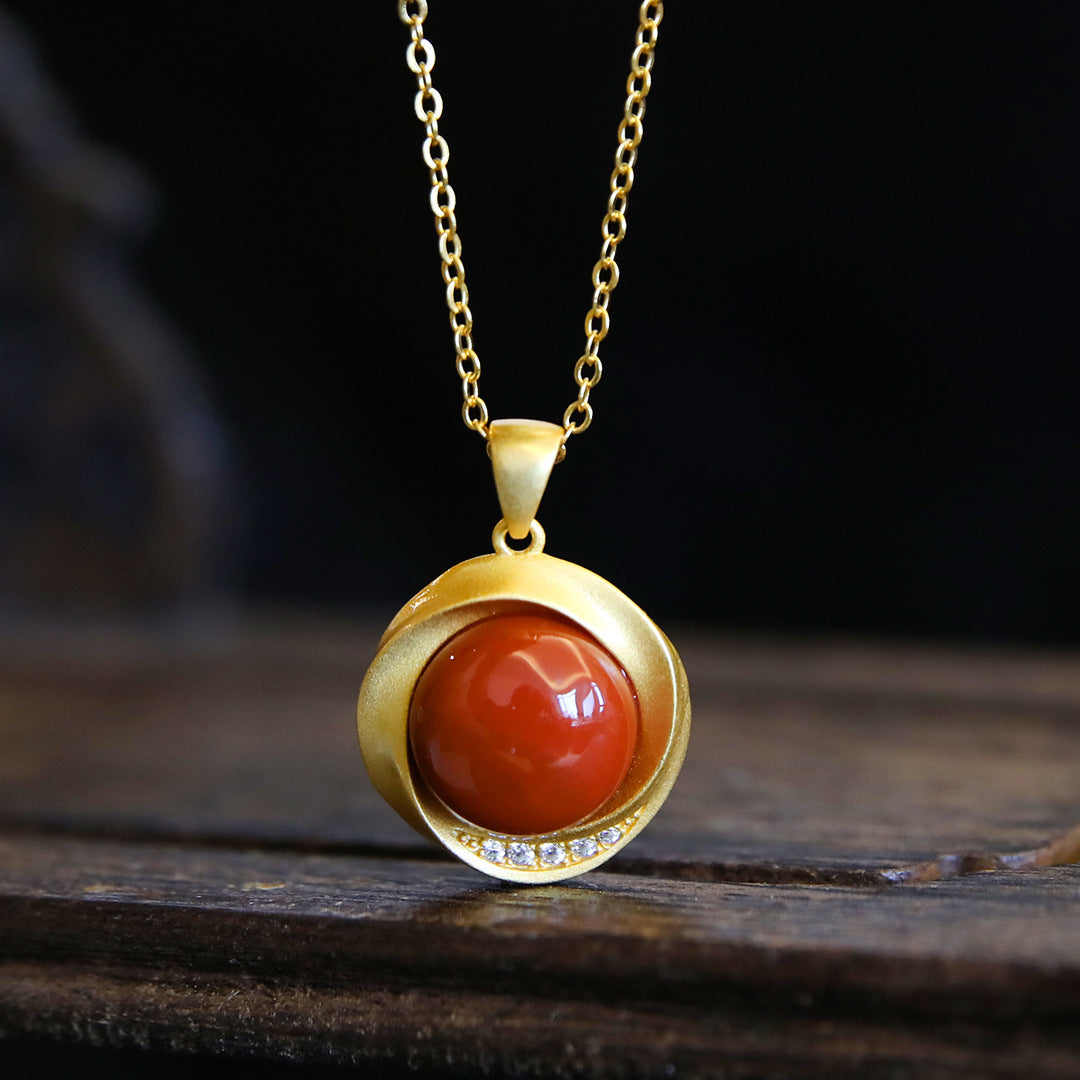 Natural Southern Red Agate Women Necklace